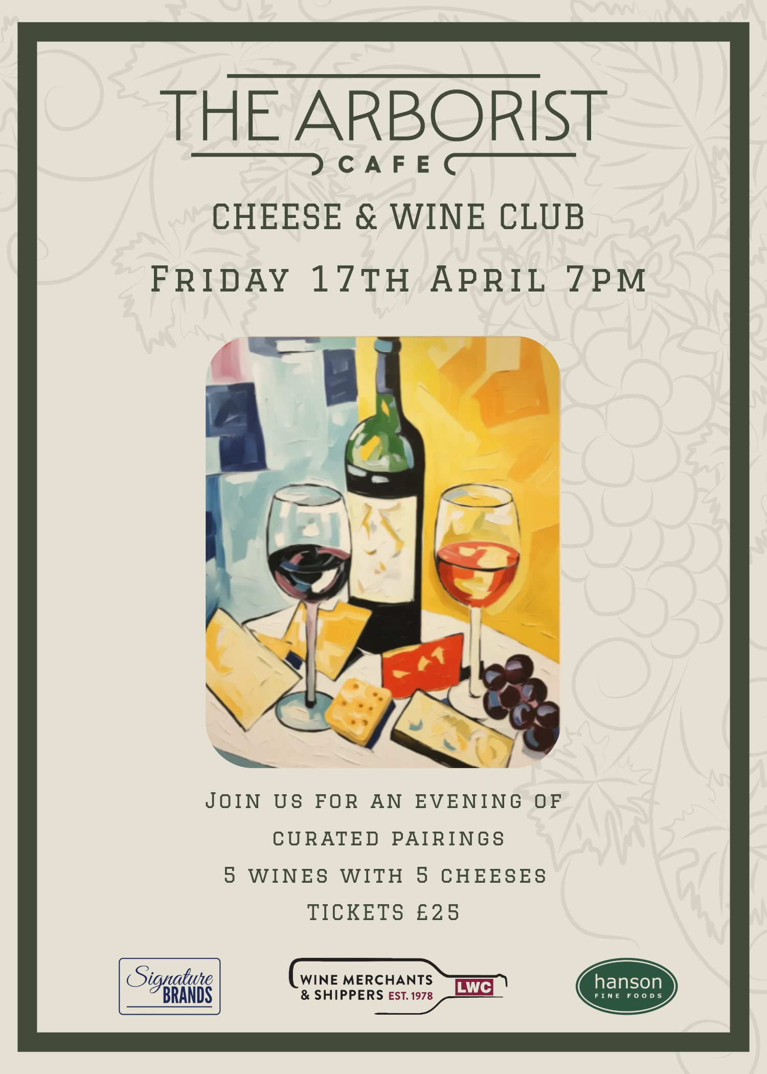Cheese & Wine Club @ The Arborist Cafe, Truro - Fri 17th April